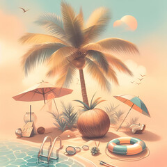 Obraz premium beach with palm
