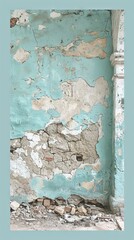 Naklejka premium The surface of an old wall with peeling paint, creating a rough and worn texture. retro effects and atmospheric decorations.