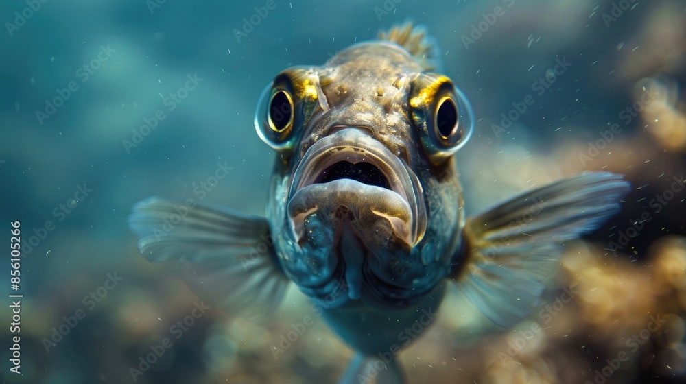 Wall mural Fish surprised, mouth open. Generative AI