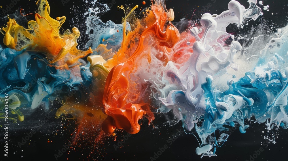 Poster abstract vibrant colors swirl and dance in a captivating display of motion and fluidity.
