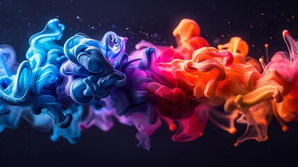 Fototapeta premium Abstract colorful ink swirling in water, creating vibrant patterns and textures.