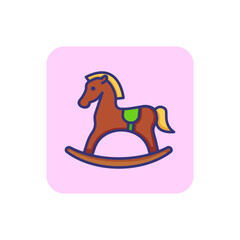 Wooden horse toy line icon. Toy concept. Childhood, toy, playing. Vector illustration for topics like childhood, nursery, baby toys