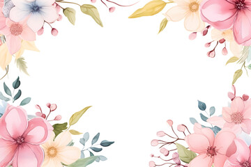 Fototapeta premium Watercolor of flowers framed for text or pictures.