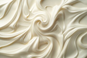 Fototapeta premium Creamy swirling texture with elegant folds in white, background, copy space concept
