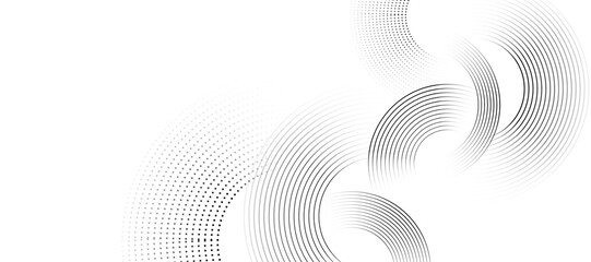 White abstract background with circular lines, technology futuristic template. Vector illustration