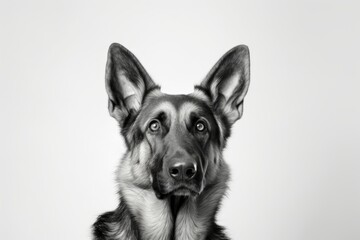 Portrait of a funny german shepherd on minimalist or empty room background