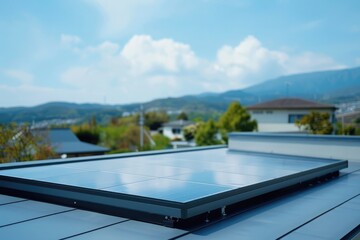 Fototapeta premium Modern Solar Panels on a roof of house with sunlight.