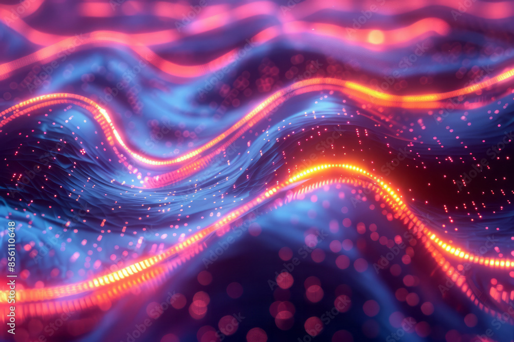 Poster neon lines creating intricate patterns with glowing visual effects,