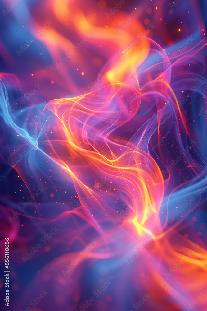 Aufkleber abstract design featuring neon lines and pulsating glowing effects,