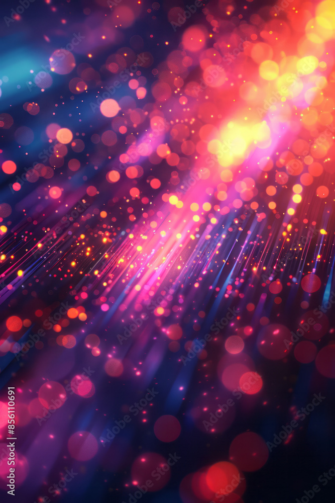 Poster abstract design featuring neon lines and pulsating glowing effects,