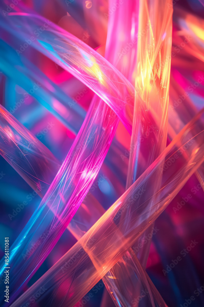 Poster bright neon lines with dynamic, glowing visual patterns,