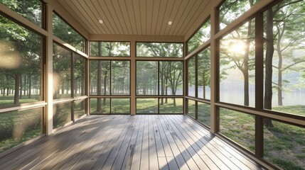 A cozy screened porch with many windows, perfect for indoor outdoor living