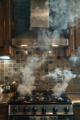 A kitchen appliance with steam output
