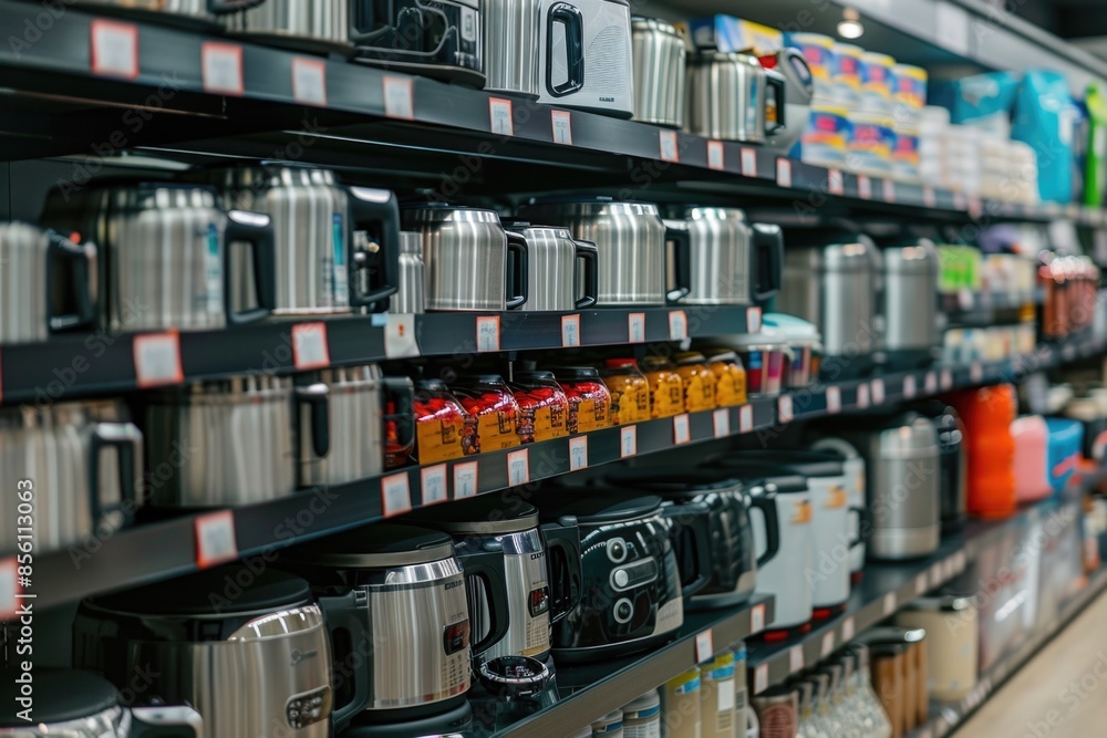 Poster a store filled with various appliances, providing a great visual representation for inventory or pro