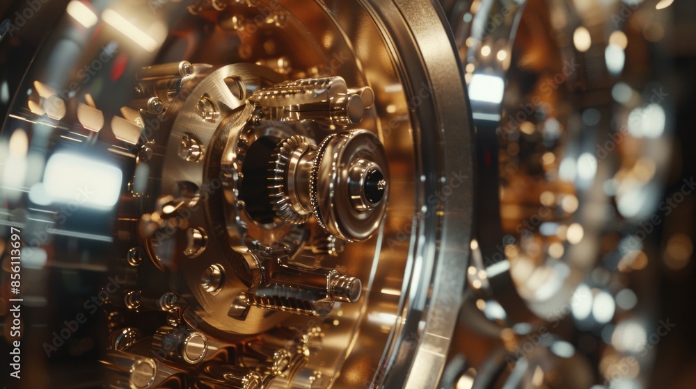 Poster Close-up view of a clock face with intricate details