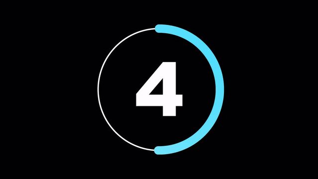 10 Seconds Countdown Timer Icon Animation, Alpha Channel, Transparent Background