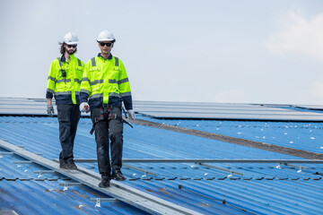 Professional Engineer Service Solar Panel. Worker Maintenance Cleaning Replacing Solar Panel. Solar...