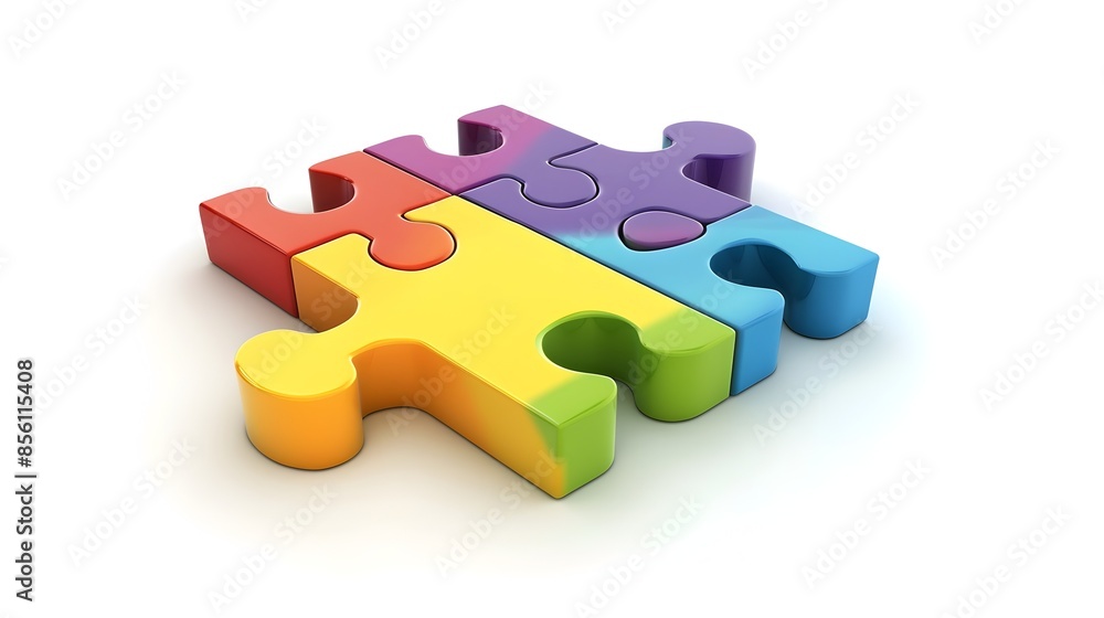 Poster multicolor 3d puzzle piece icon solution element on white background