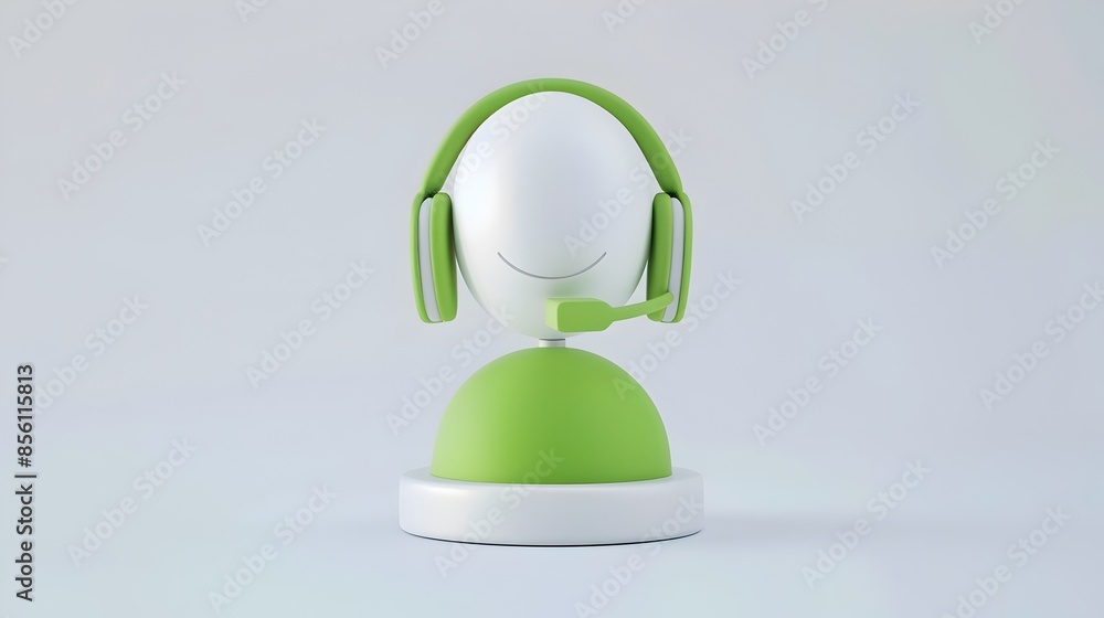 Poster customer service support icon in 3d render with green and white colors on isolated background