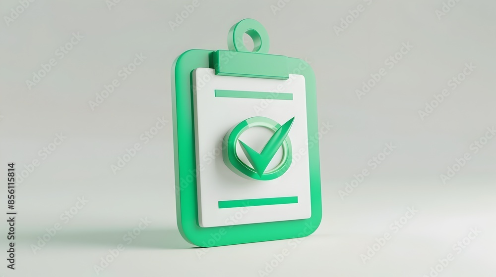 Aufkleber clipboard check icon for project completion 3d render on white background