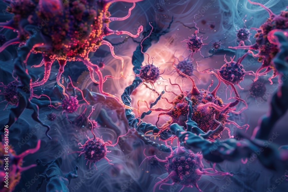 Poster A microscopic view of a cluster of cells