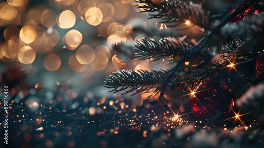 Poster festive scene with shimmering lights and bokeh