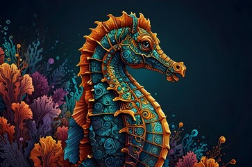 Fototapeta premium Sea Horse Illustration Design
