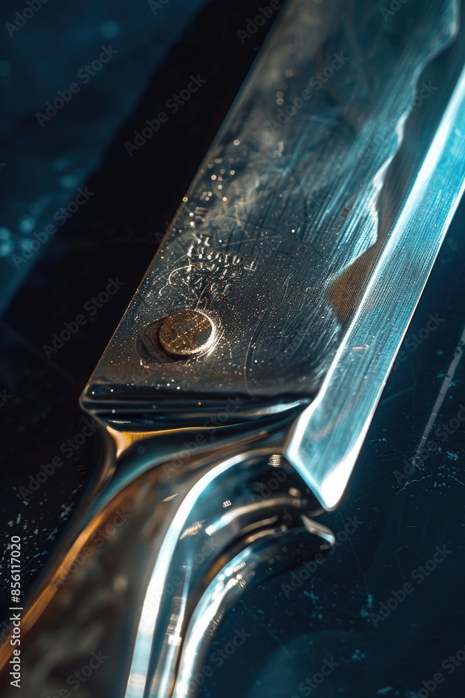 Aufkleber A pair of scissors resting on a table surface, ready for use