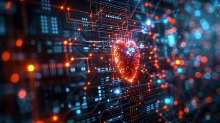 Obraz premium smart medical technology and innovative healthcare, shape of heart 
