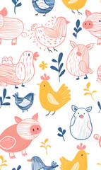 wallpaper, tiles or carpet cartoon illustrator, seamless pattern.