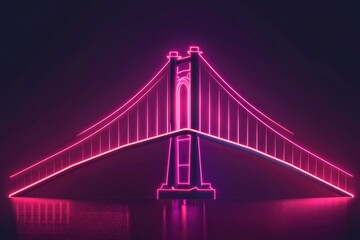 Obraz premium A large city bridge lit up with vibrant neon lights, perfect for urban or nightlife scenes