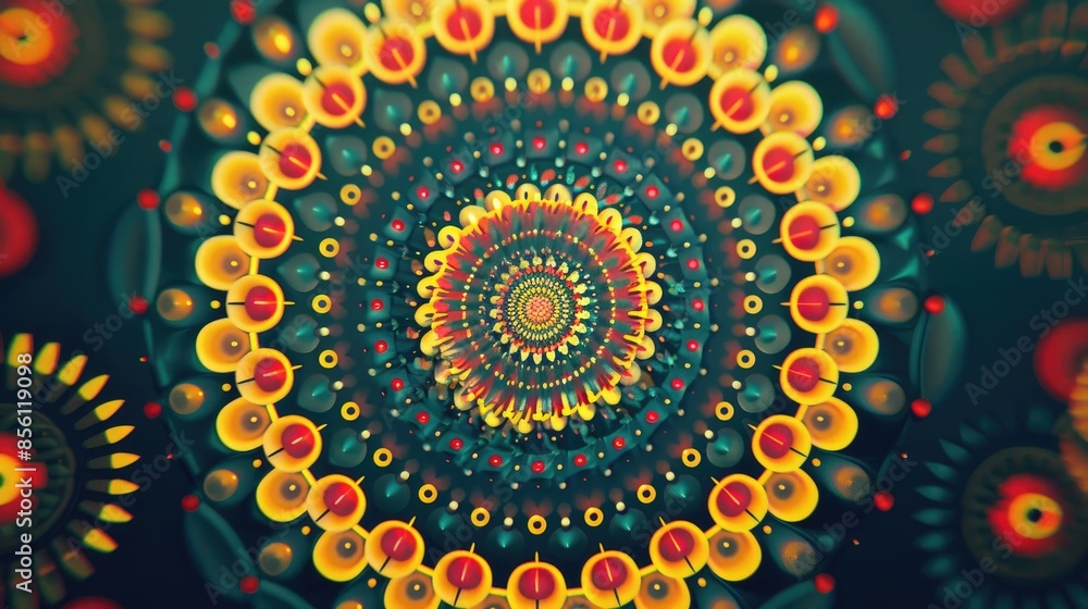 Poster automated creation of circular colorful patterns