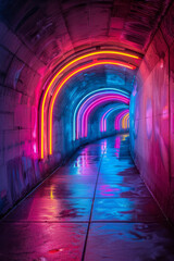 Hyperdrive corridor filled with colorful streaks of light and motion,
