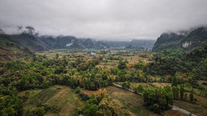 Fototapeta premium The aerial view of Bao Lac province in Northern Vietnam