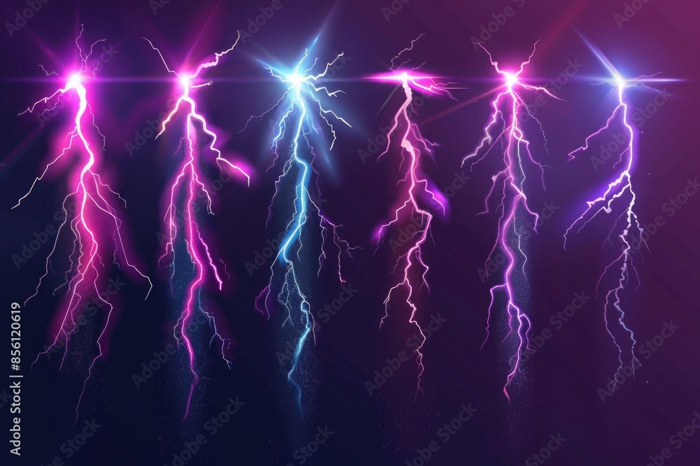 Poster a group of lightning flashes illuminating the darkness