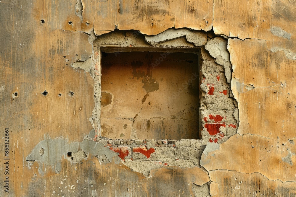 Poster Abandoned wall with a hole in it