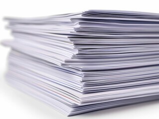 A stack of ruled paper sheets, realistic photo, clipping path, isolated on white background