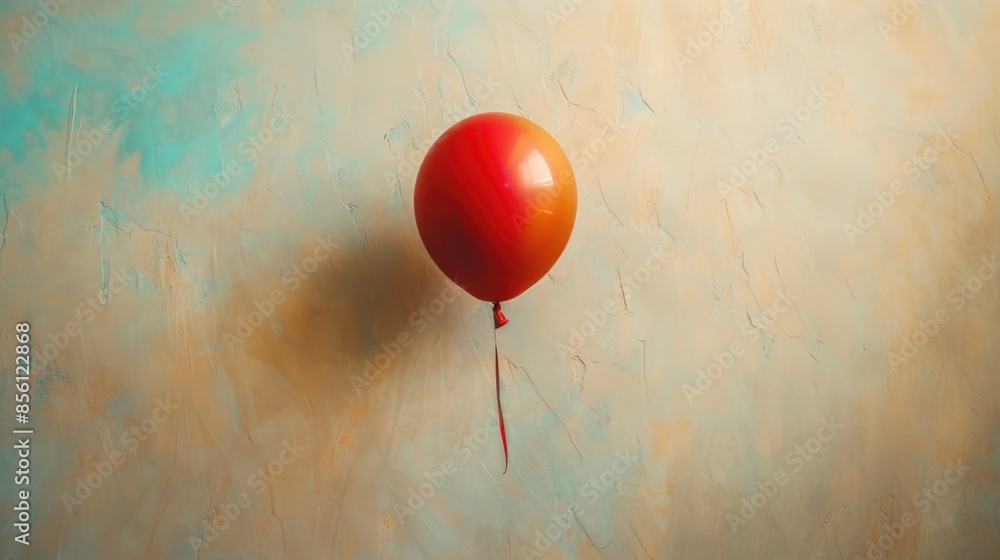 Poster a small red balloon tied to a string, ready for release or flight