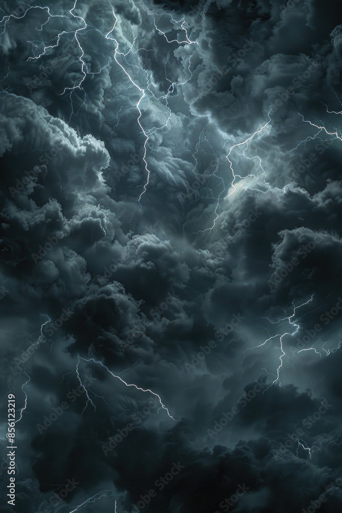 Poster a dark sky filled with clouds and lightning