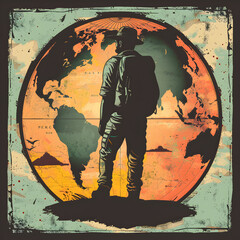 Travel, hikes and adventure logo, world explorer logo 