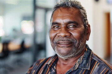 Fototapeta premium Elderly Man Smiling In Modern Office
