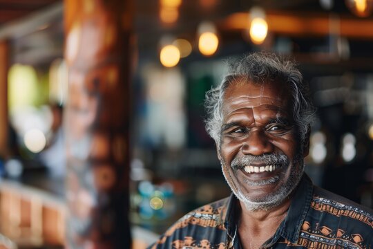 Elderly Man Smiling In Rustic Setting