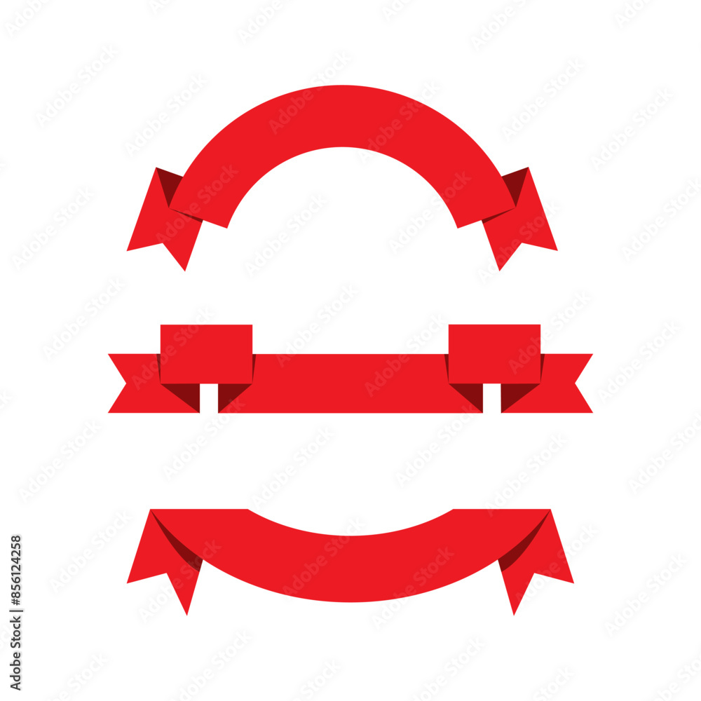 Poster set of ribbon with red color