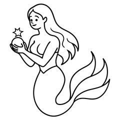 Beautiful little mermaid Underwater world Coloring book for kids