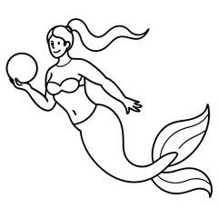 Beautiful little mermaid Underwater world Coloring book for kids