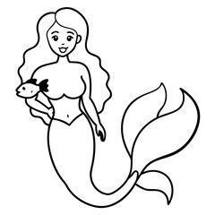 Beautiful little mermaid Underwater world Coloring book for kids