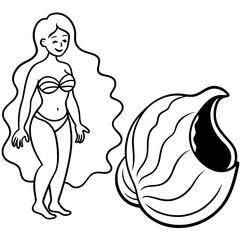 Beautiful little mermaid Underwater world Coloring book for kids