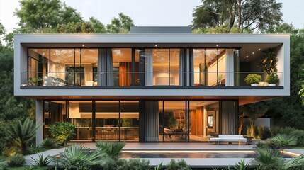 Fototapeta premium Big luxury modern househouse with a swimming pool