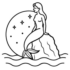 Beautiful little mermaid Underwater world Coloring book for kids