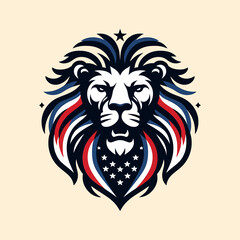 Lion head and American flag Vector illustration design 